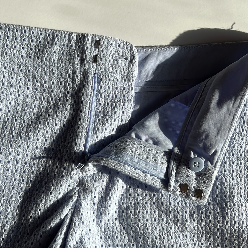 Womens Club Monaco Periwinkle Scalloped Hem Eyelet Shorts - Picture 6 of 9